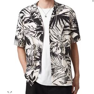 All Saints Kahuna Shirt Camp Collar Aloha Casual Button Down Shirt Men's XL